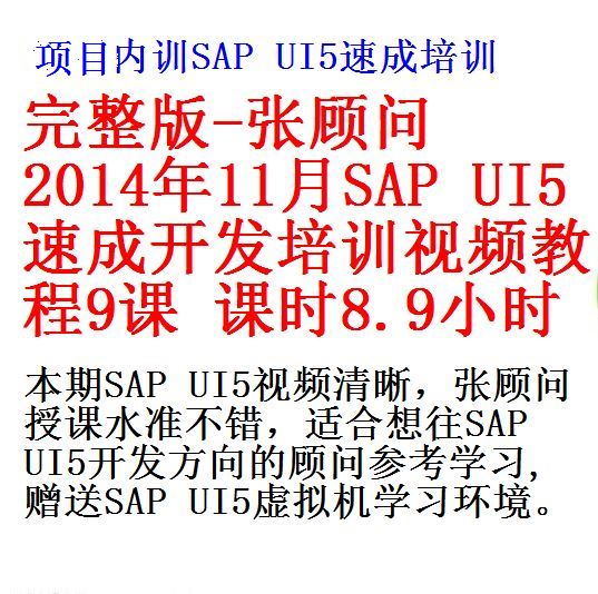 完整版 咨询公司内训 张顾问14年11月sap Ui5 Sap Fiori 速成开发培训视频课程9课课时8 9小时 开源资料库