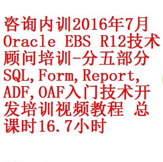 咨询内训 16年7月oracle Ebs R12技术顾问培训 Sql Form Report Adf Oaf入门开发培训视频教程课时16 7小时 开源资料库