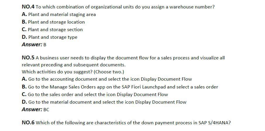 英文版-最新更新版SAP S4HANA 1909 SD PA认证考试题库带答案 共80题 考试编码：C_TS462_1909 V12.75 即 Sns-Brigh10