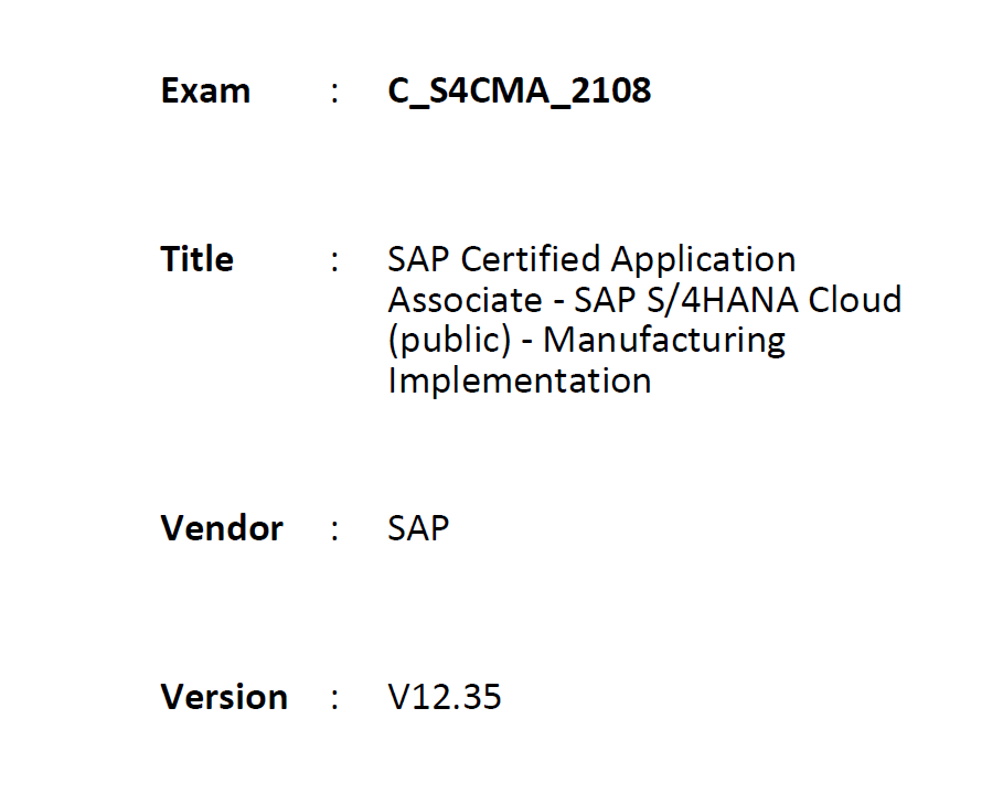 英文版-最新SAP 云PP PA考试题库带答案共109题 考试编码：C_S4CMA_2108 V12.35 即SAP S4HANA Cloud 